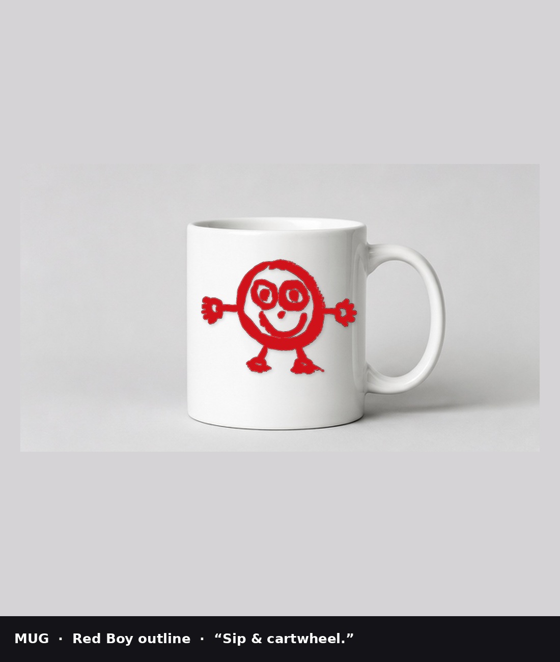 White mug with Red Boy red outline