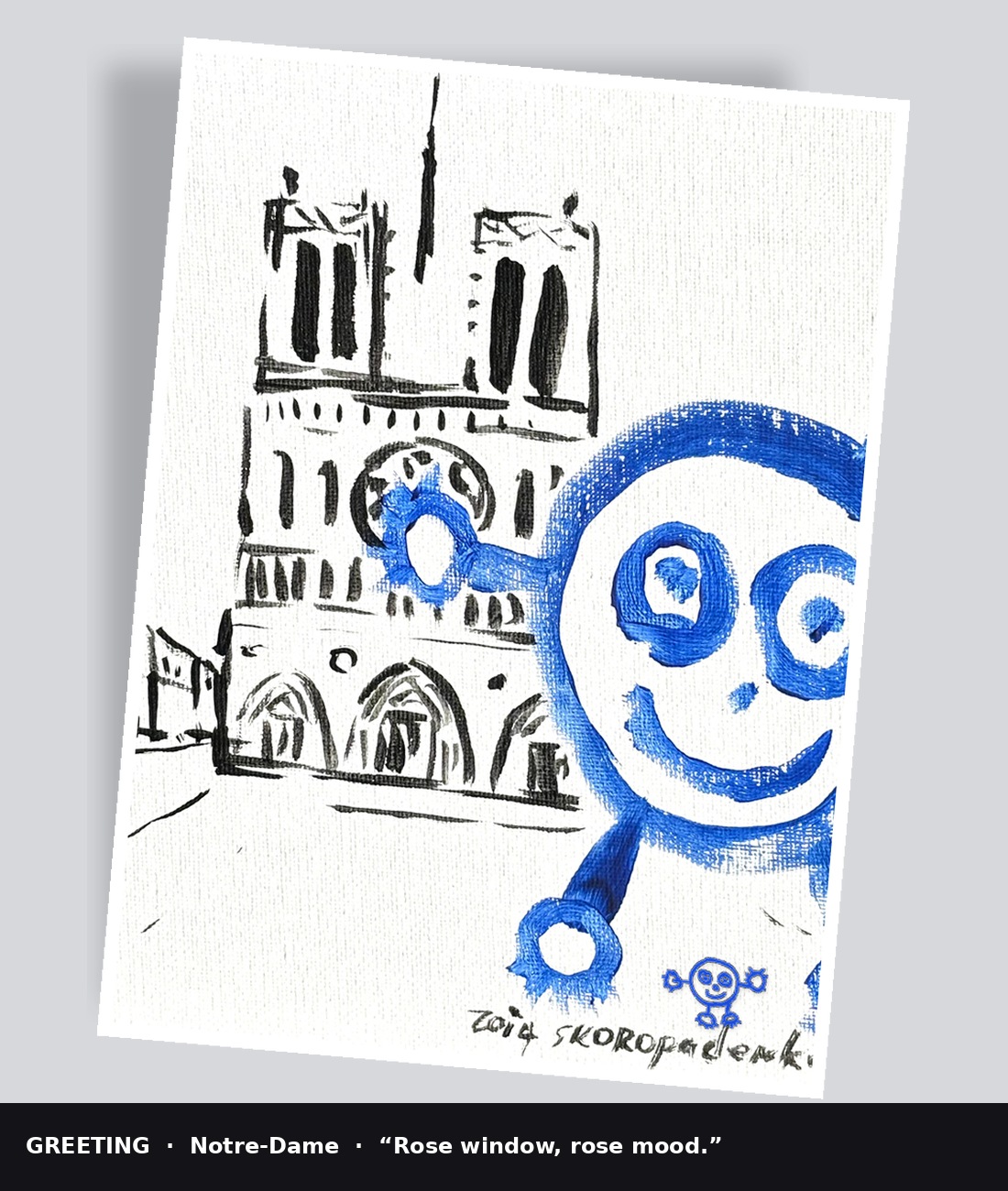 Greeting card of Notre-Dame painting with Blue Boy