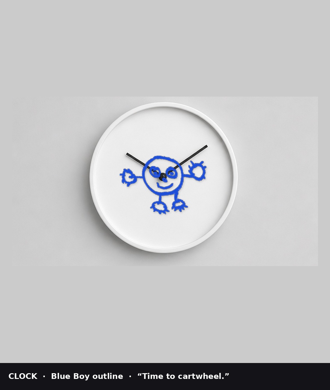 Wall clock with Blue Boy outline