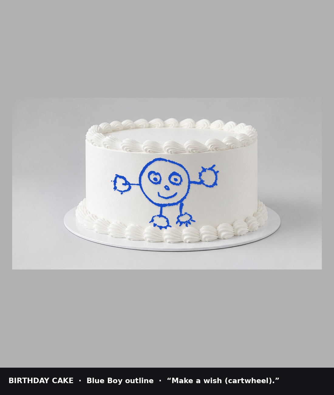 Birthday cake with Blue Boy outline on the icing wall