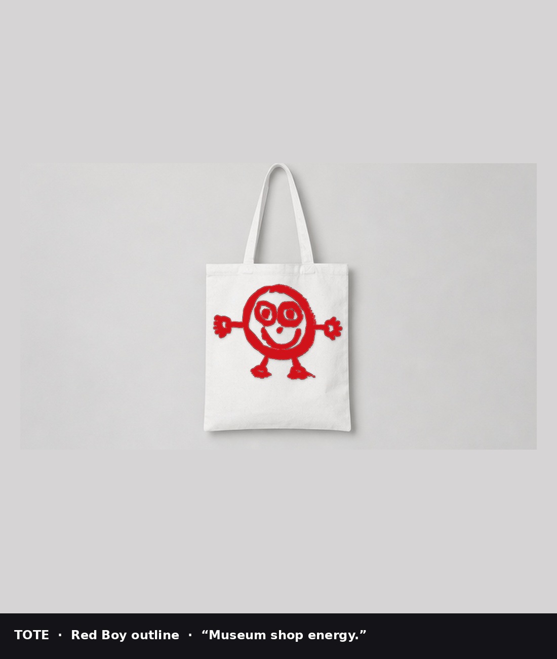 White tote with Red Boy outline