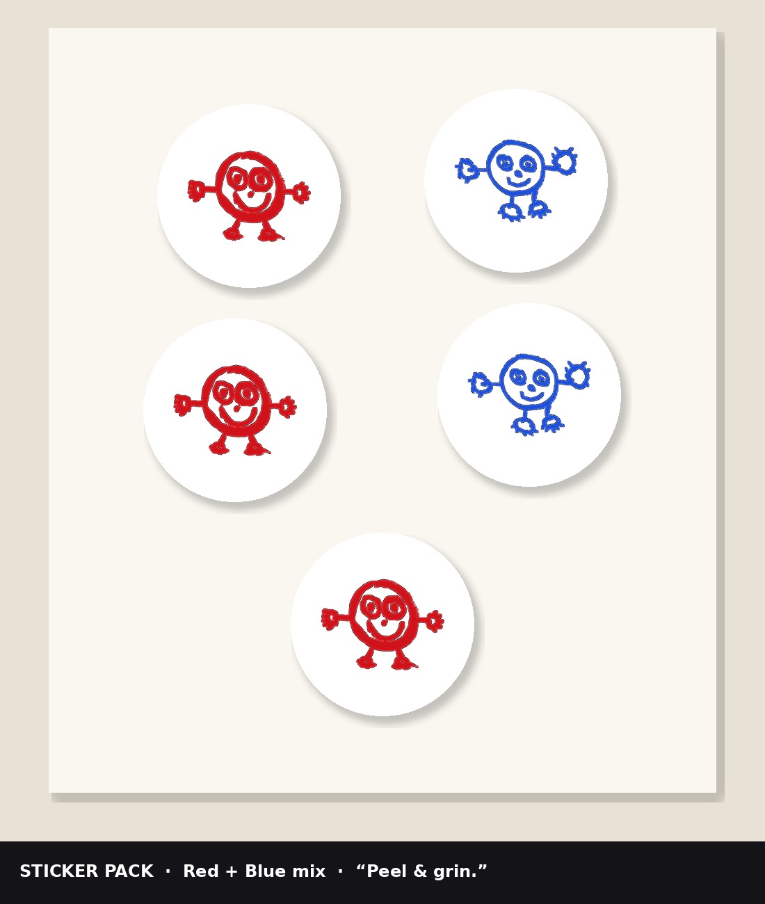 Sticker pack with Red Boy and Blue Boy outlines mixed
